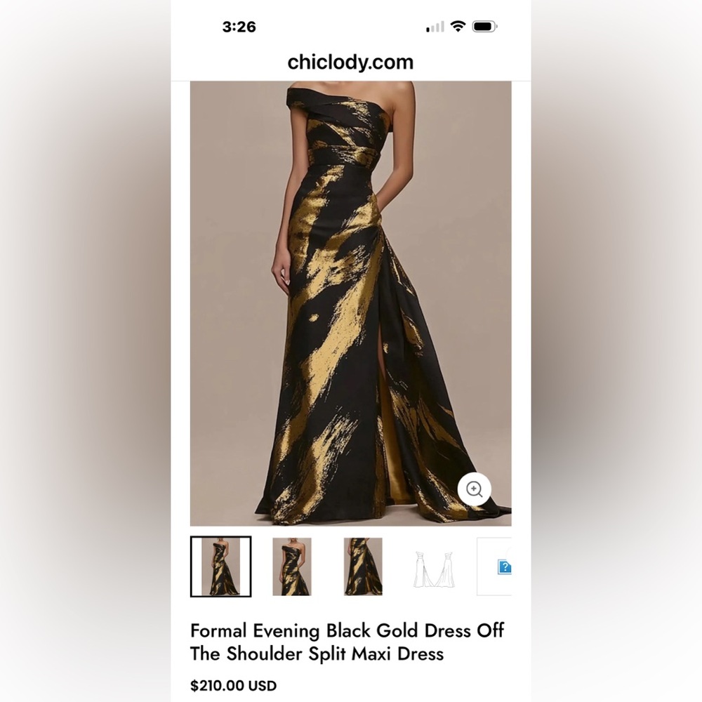 Chicoddy Black and Gold formal gown